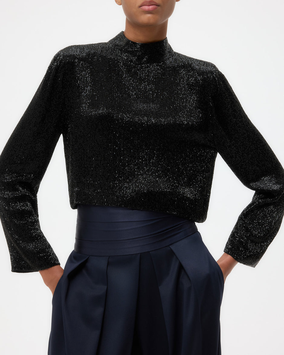 TWP Black Reversible Topper in Crystals view 2
