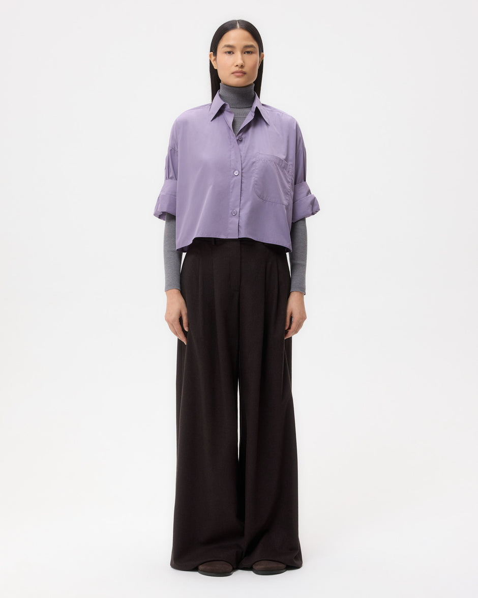 TWP Black plum Next Ex Shirt in Super Compact Poplin view 6