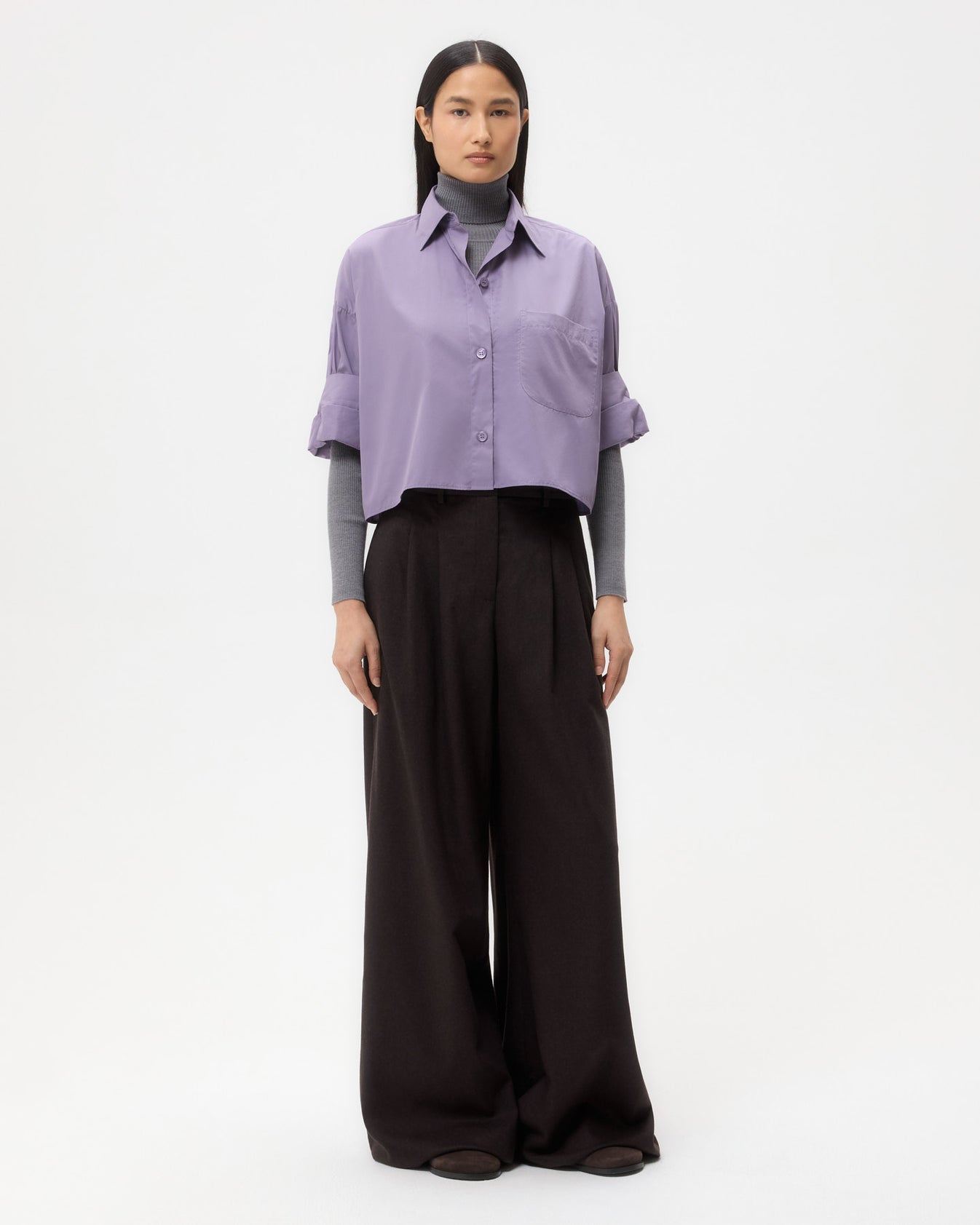 TWP Black plum Next Ex Shirt in Super Compact Poplin view 3