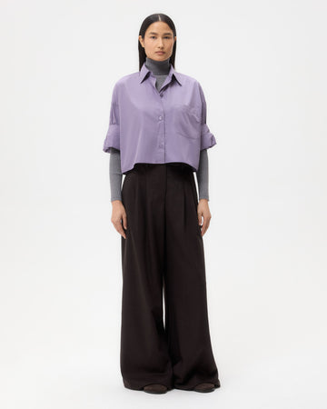 TWP Black plum Next Ex Shirt in Super Compact Poplin view 3