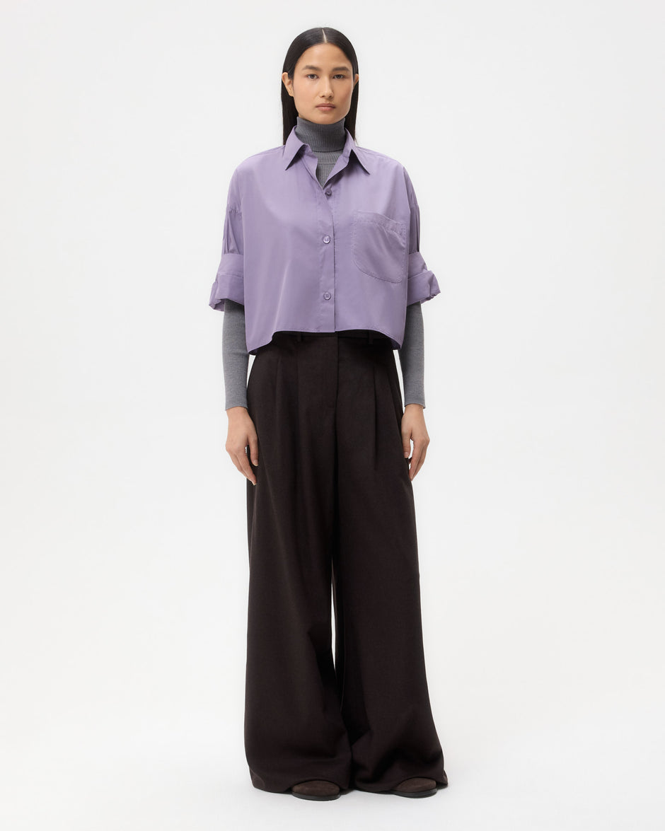 TWP Black plum Next Ex Shirt in Super Compact Poplin view 3