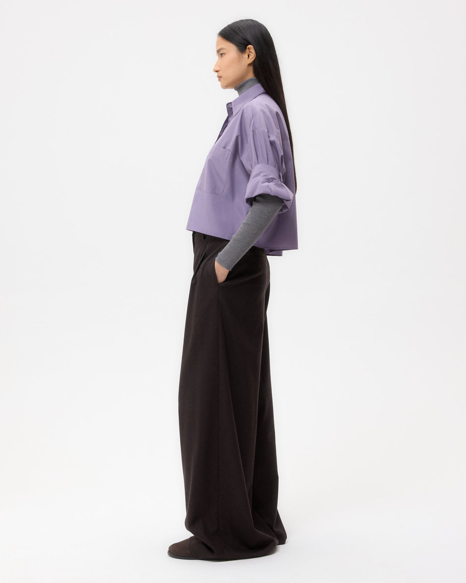 TWP Black plum Next Ex Shirt in Super Compact Poplin view 4
