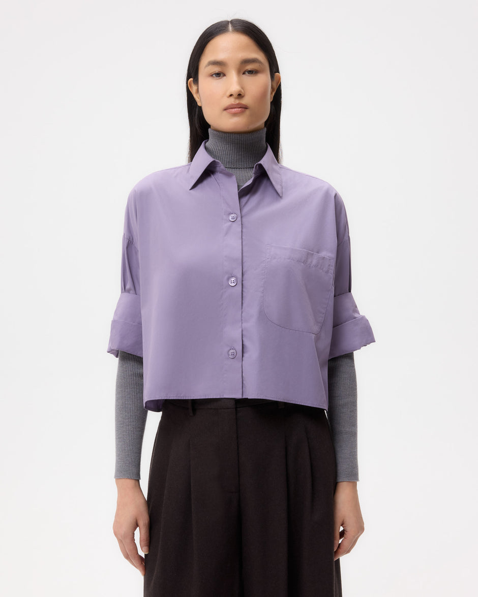 TWP Black plum Next Ex Shirt in Super Compact Poplin view 1