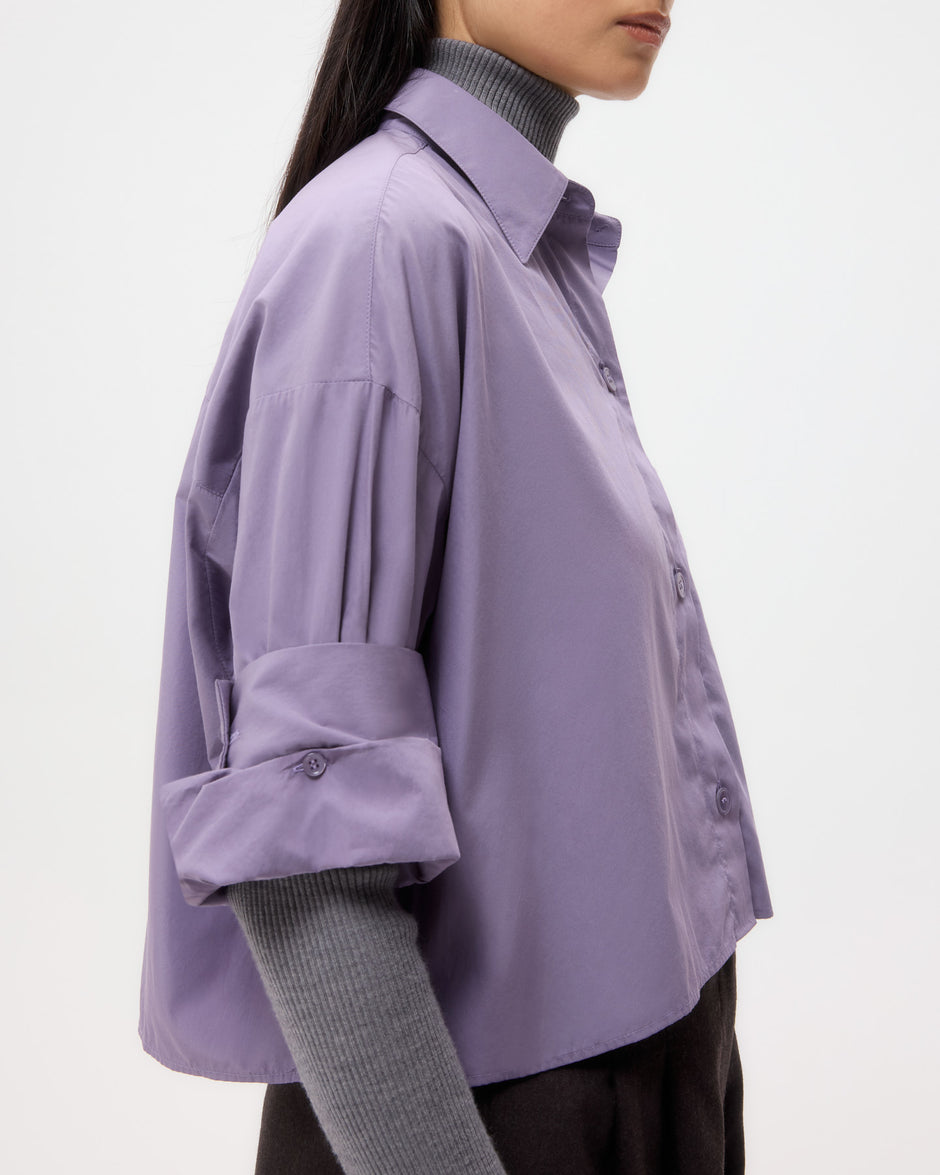 TWP Black plum Next Ex Shirt in Super Compact Poplin view 2