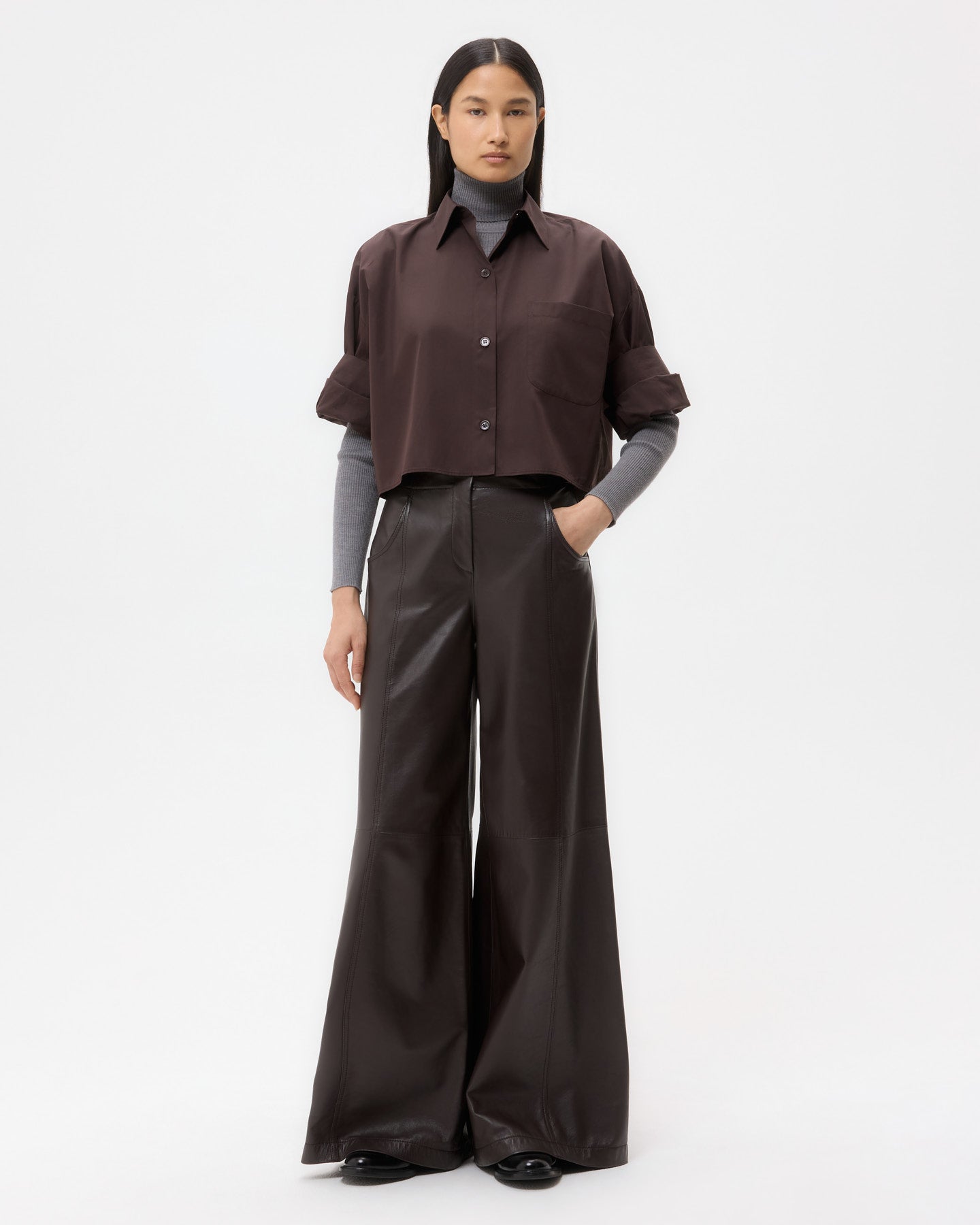 TWP Chocolate Next Ex Shirt in Super Compact Poplin view 3