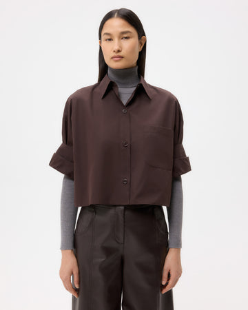 TWP Chocolate Next Ex Shirt in Super Compact Poplin view 1