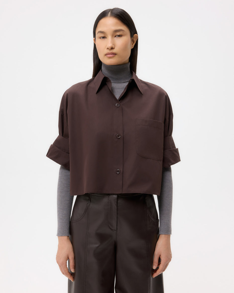 TWP Chocolate Next Ex Shirt in Super Compact Poplin view 1