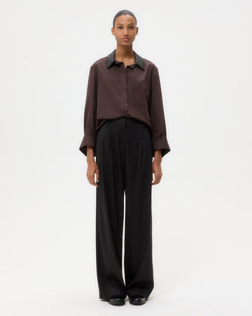 TWP Chocolate Dude Shirt With Crystal Collar in Super Compact Poplin view 6