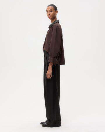 TWP Chocolate Dude Shirt With Crystal Collar in Super Compact Poplin view 4
