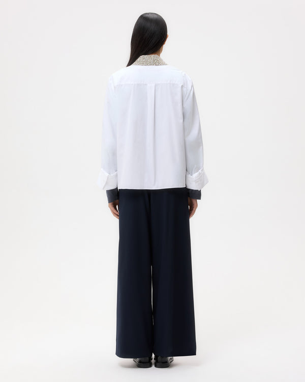 TWP White Dude Shirt With Crystal Collar in Super Compact Poplin view 5