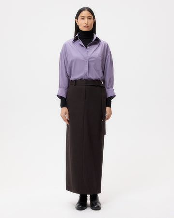 TWP Black plum New Earl Shirt in Super Compact Poplin view 6