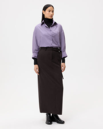 TWP Black plum New Earl Shirt in Super Compact Poplin view 2