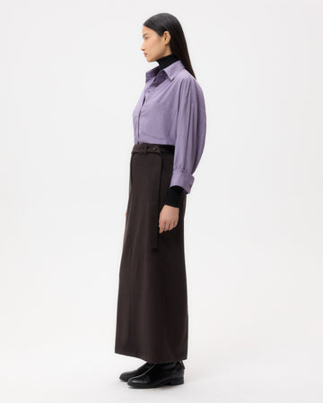 TWP Black plum New Earl Shirt in Super Compact Poplin view 4