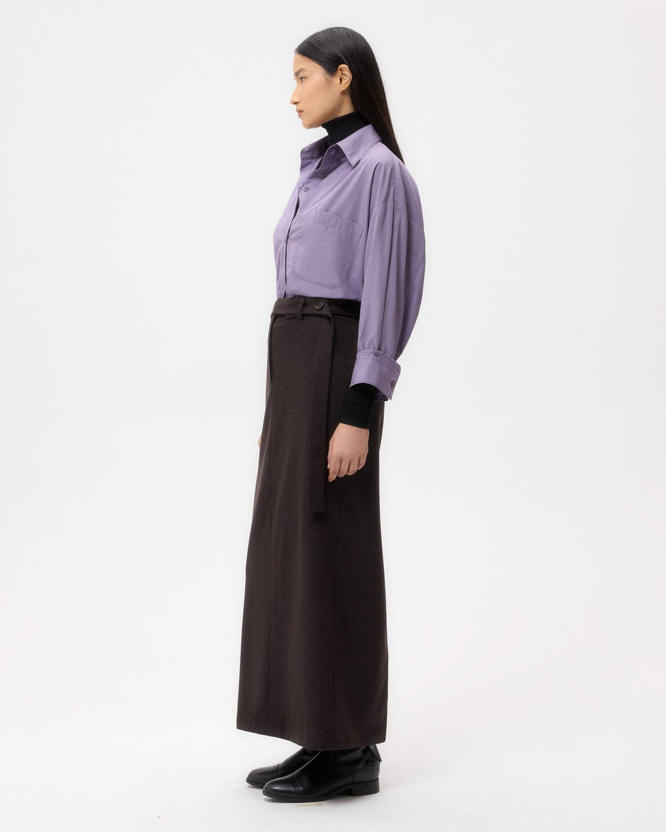 TWP Black plum New Earl Shirt in Super Compact Poplin view 4