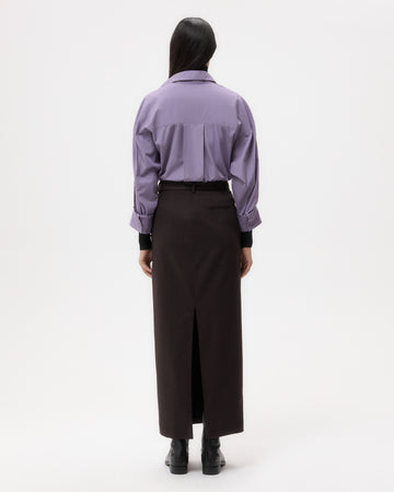 TWP Black plum New Earl Shirt in Super Compact Poplin view 5