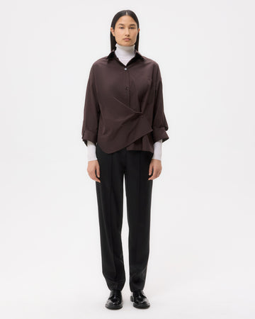 TWP Chocolate New Earl Shirt in Super Compact Poplin view 1