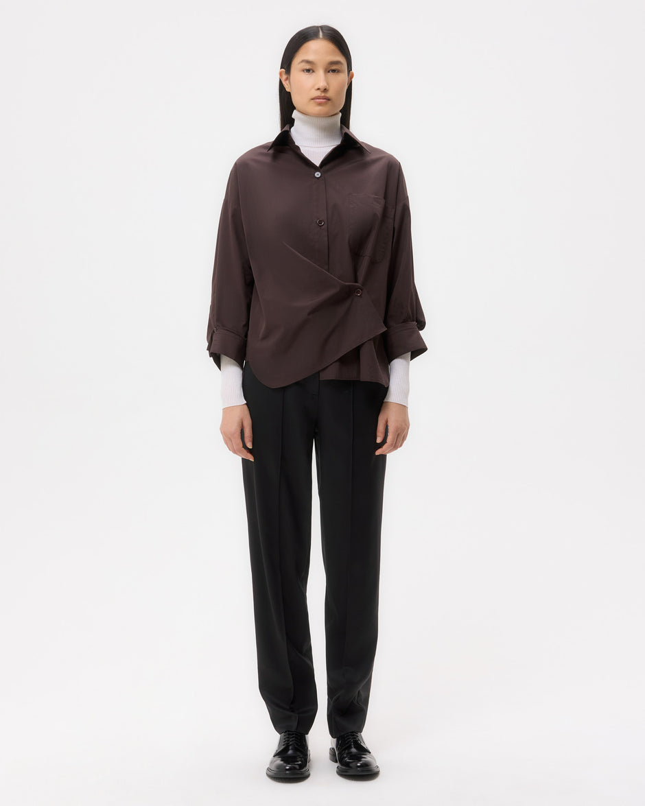 TWP Chocolate New Earl Shirt in Super Compact Poplin view 1