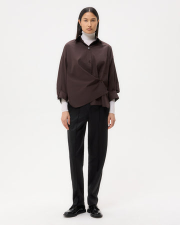 TWP Chocolate New Earl Shirt in Super Compact Poplin view 4