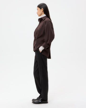TWP Chocolate New Earl Shirt in Super Compact Poplin view 5