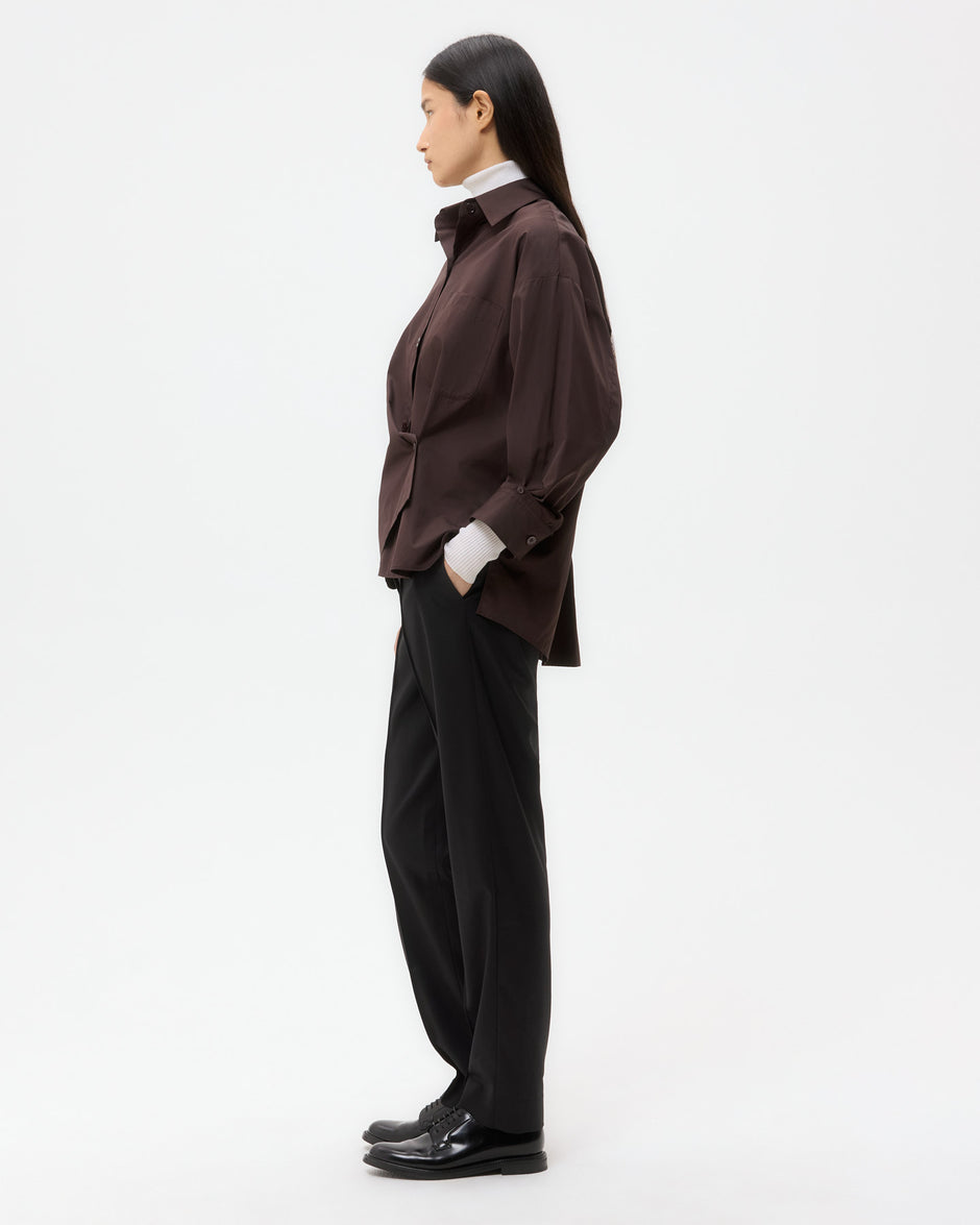 TWP Chocolate New Earl Shirt in Super Compact Poplin view 5