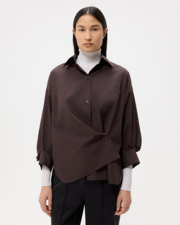 TWP Chocolate New Earl Shirt in Super Compact Poplin view 2