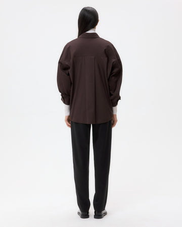 TWP Chocolate New Earl Shirt in Super Compact Poplin view 6