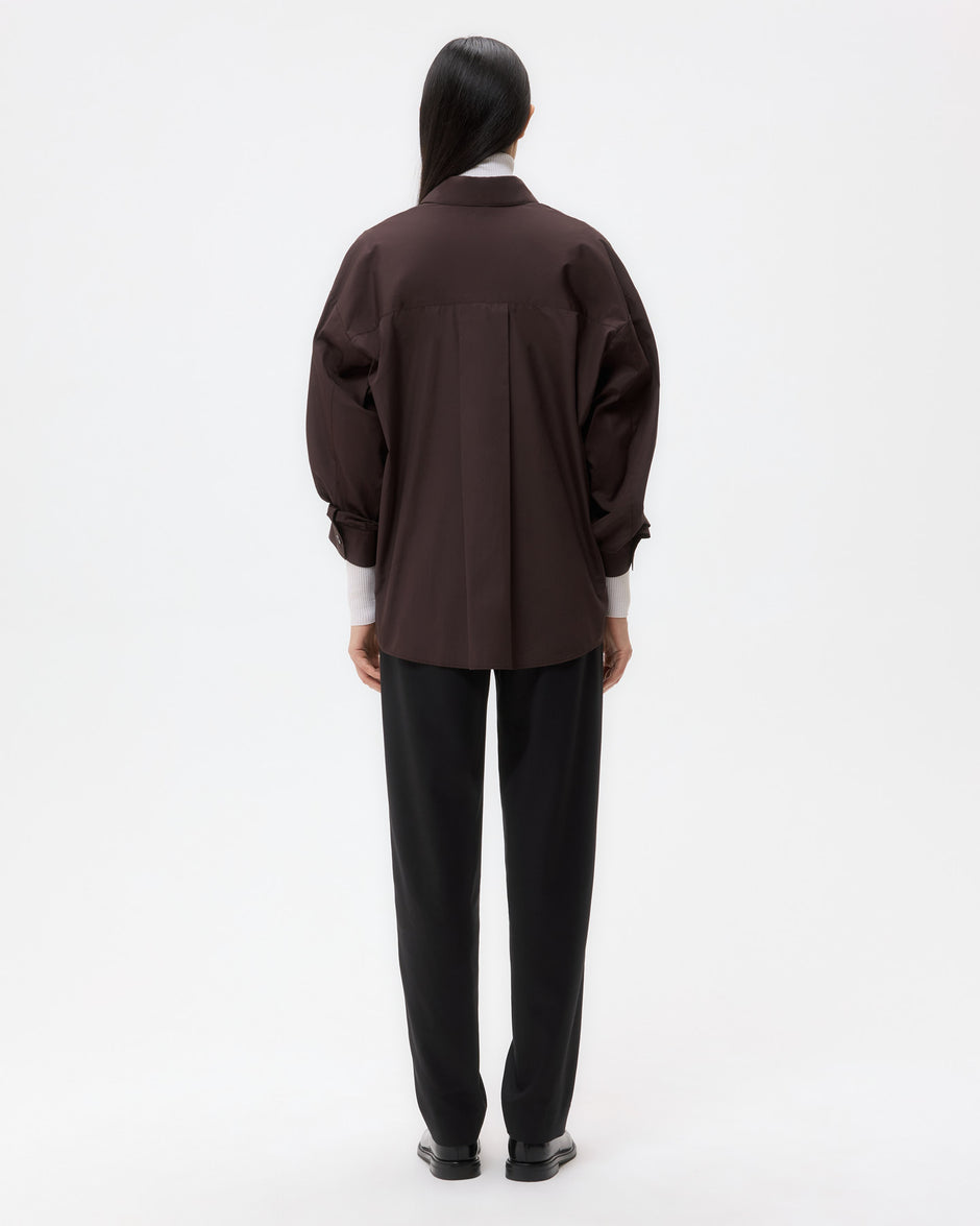 TWP Chocolate New Earl Shirt in Super Compact Poplin view 6