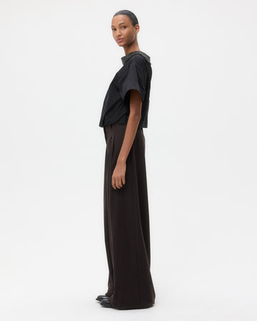 TWP Black Forever and Always Reversible Shirt With Crystal Collar in Cotton Poplin view 5