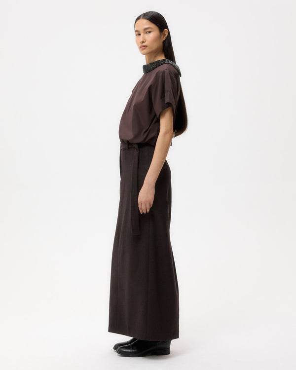 TWP Chocolate Forever and Always Reversible Shirt With Crystal Collar in Cotton Poplin view 5