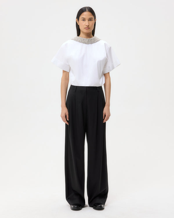 TWP White Forever and Always Reversible Shirt With Crystal Collar in Super Compact Poplin view 1