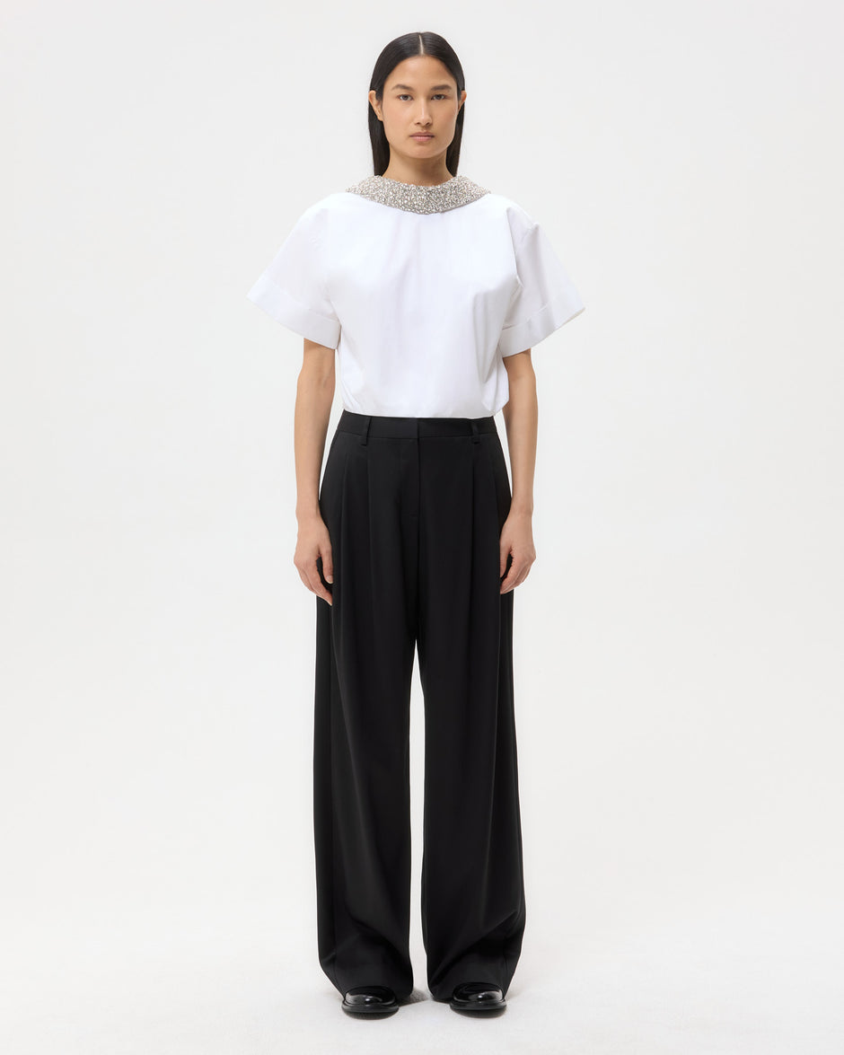 TWP White Forever and Always Reversible Shirt With Crystal Collar in Super Compact Poplin view 1