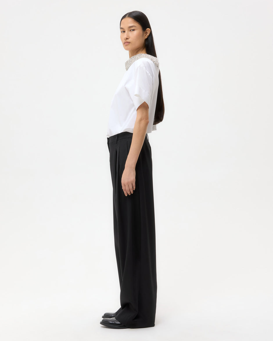 TWP White Forever and Always Reversible Shirt With Crystal Collar in Super Compact Poplin view 5