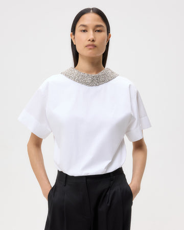 TWP White Forever and Always Reversible Shirt With Crystal Collar in Super Compact Poplin view 3