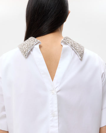 TWP White Forever and Always Reversible Shirt With Crystal Collar in Super Compact Poplin view 2