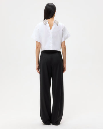 TWP White Forever and Always Reversible Shirt With Crystal Collar in Super Compact Poplin view 6
