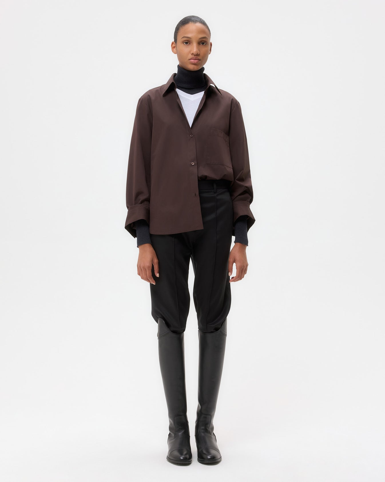 TWP Chocolate Next Morning Shirt in Super Compact Poplin view 6