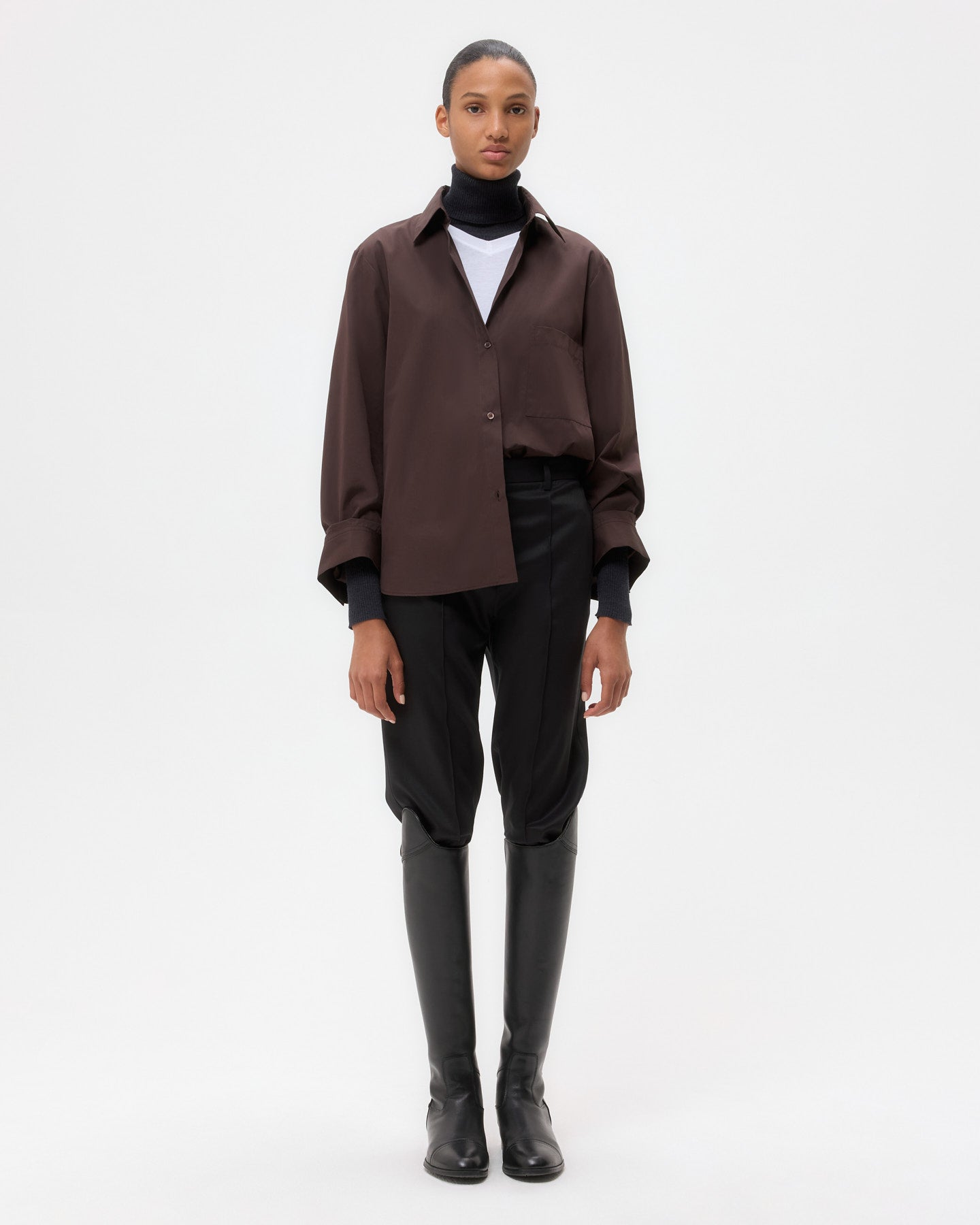 TWP Chocolate Next Morning Shirt in Super Compact Poplin view 6