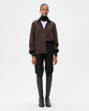 TWP Chocolate Next Morning Shirt in Super Compact Poplin view 6