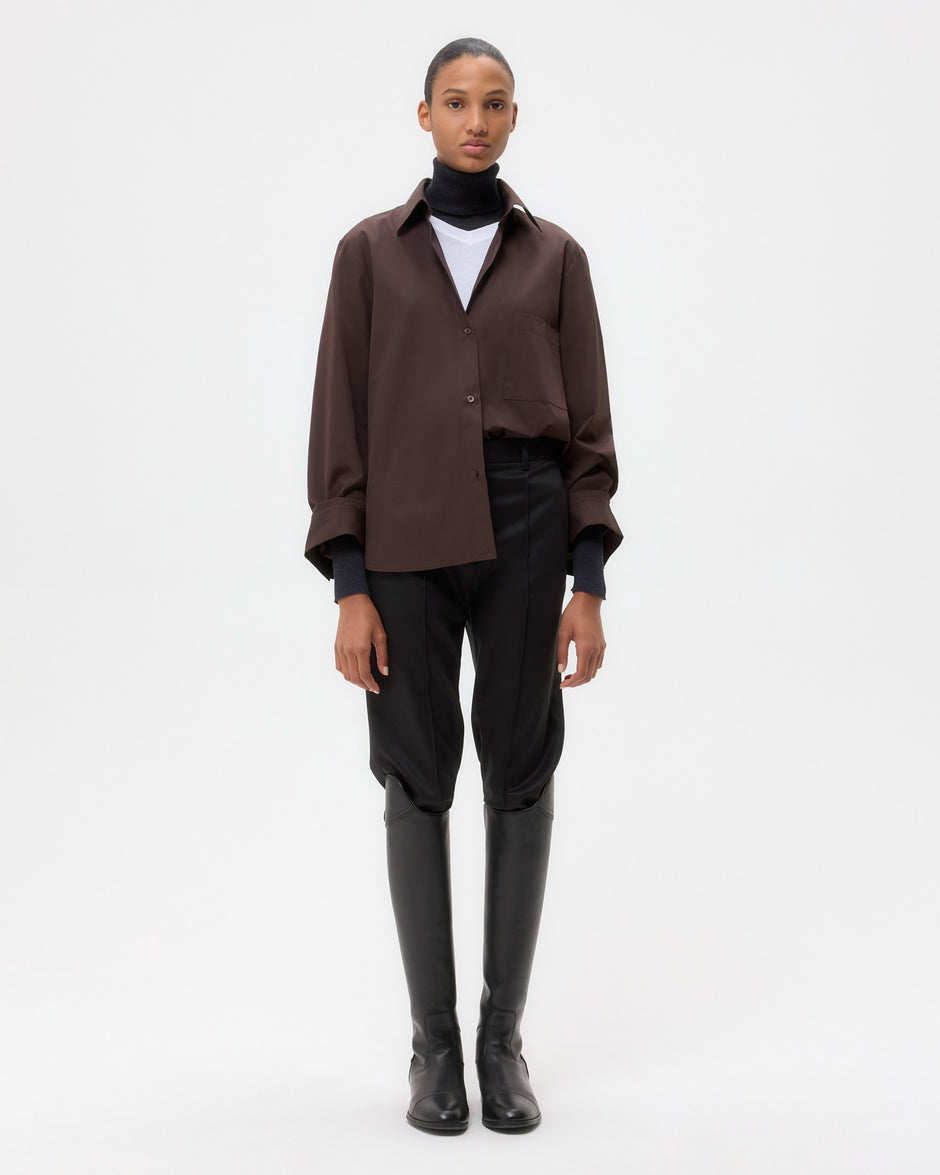 TWP Chocolate Next Morning Shirt in Super Compact Poplin view 6