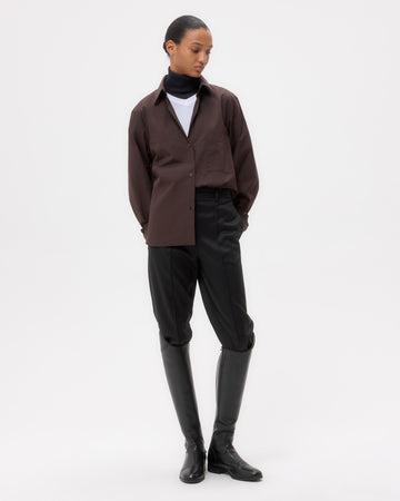 TWP Chocolate Next Morning Shirt in Super Compact Poplin view 1
