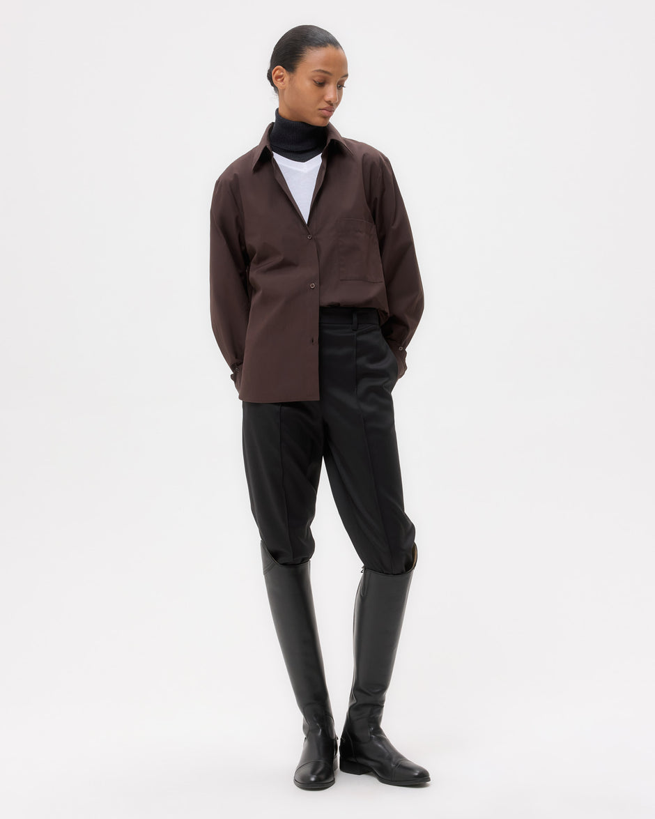 TWP Chocolate Next Morning Shirt in Super Compact Poplin view 1