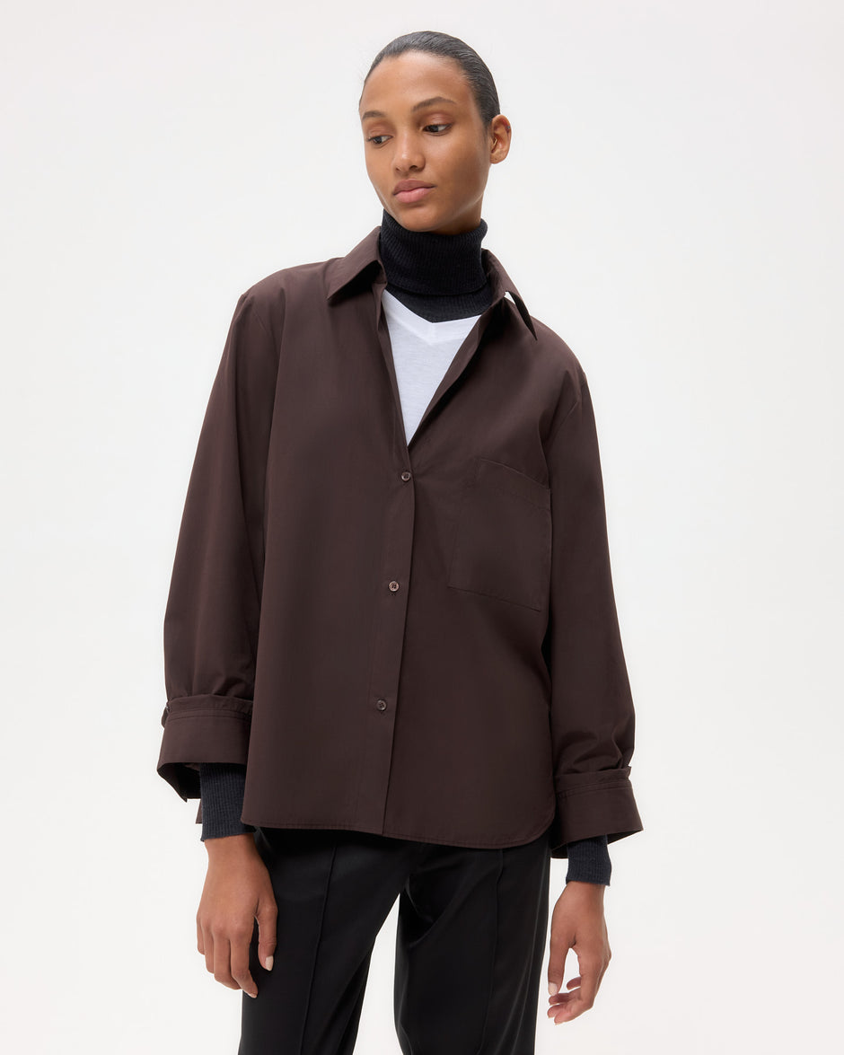 TWP Chocolate Next Morning Shirt in Super Compact Poplin view 2