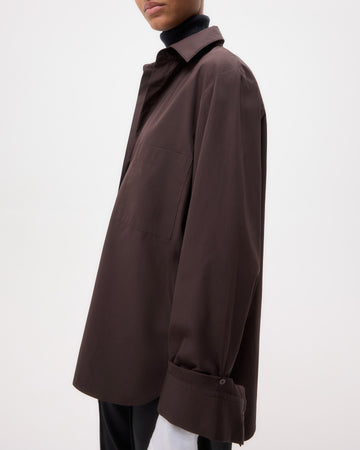 TWP Chocolate Next Morning Shirt in Super Compact Poplin view 3