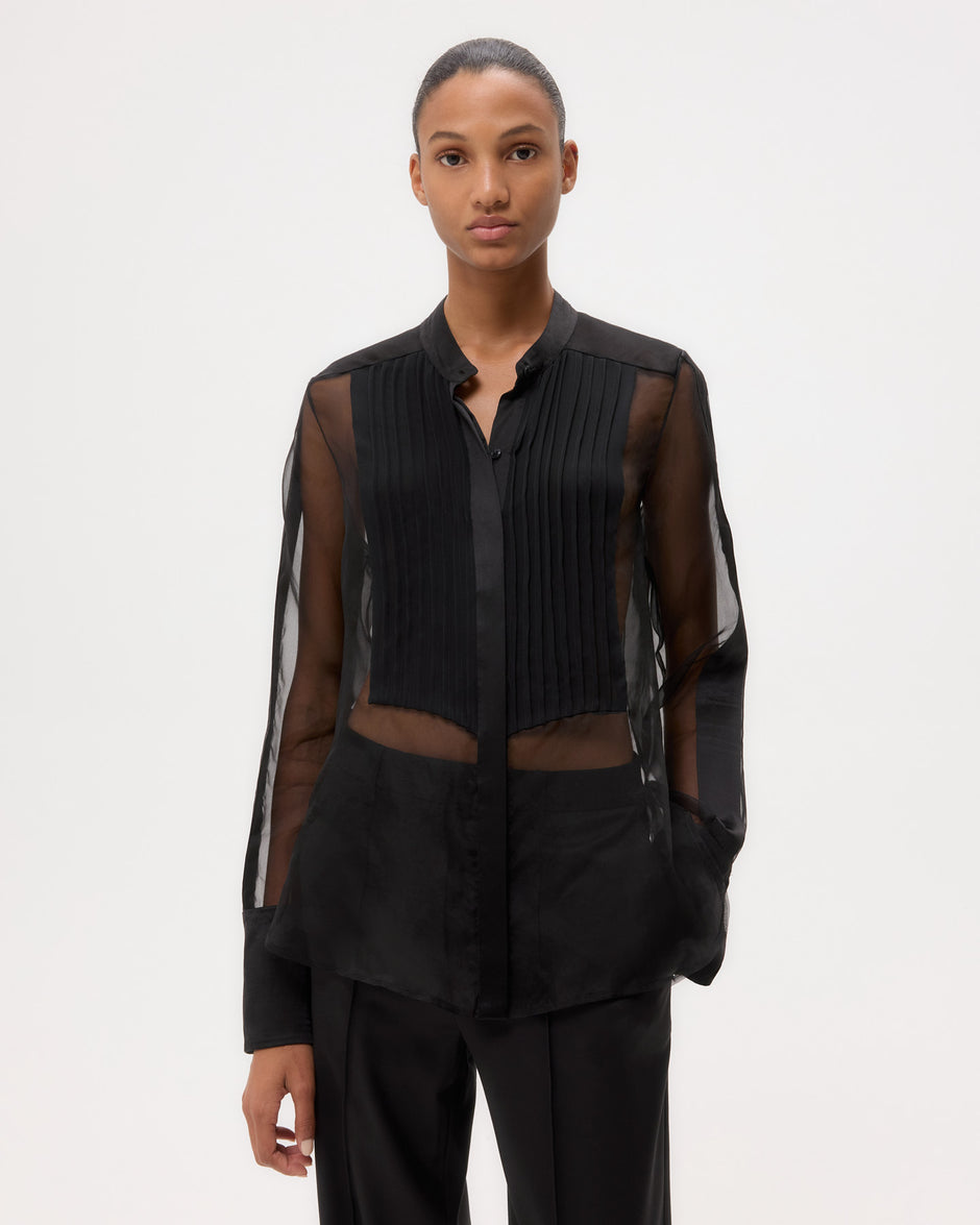 TWP Black Peyton Top in Silk Organza view 1