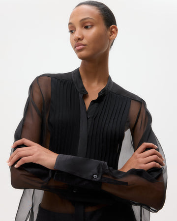 TWP Black Peyton Top in Silk Organza view 2