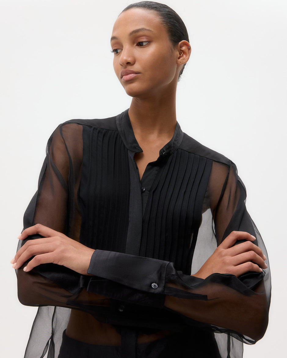 TWP Black Peyton Top in Silk Organza view 2