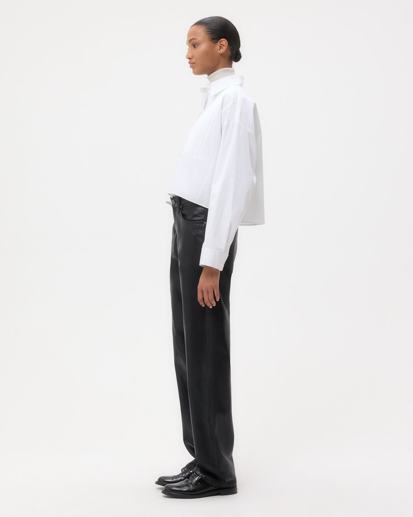 TWP White Soon To Be Ex Shirt With Bib in Super Compact Poplin view 4