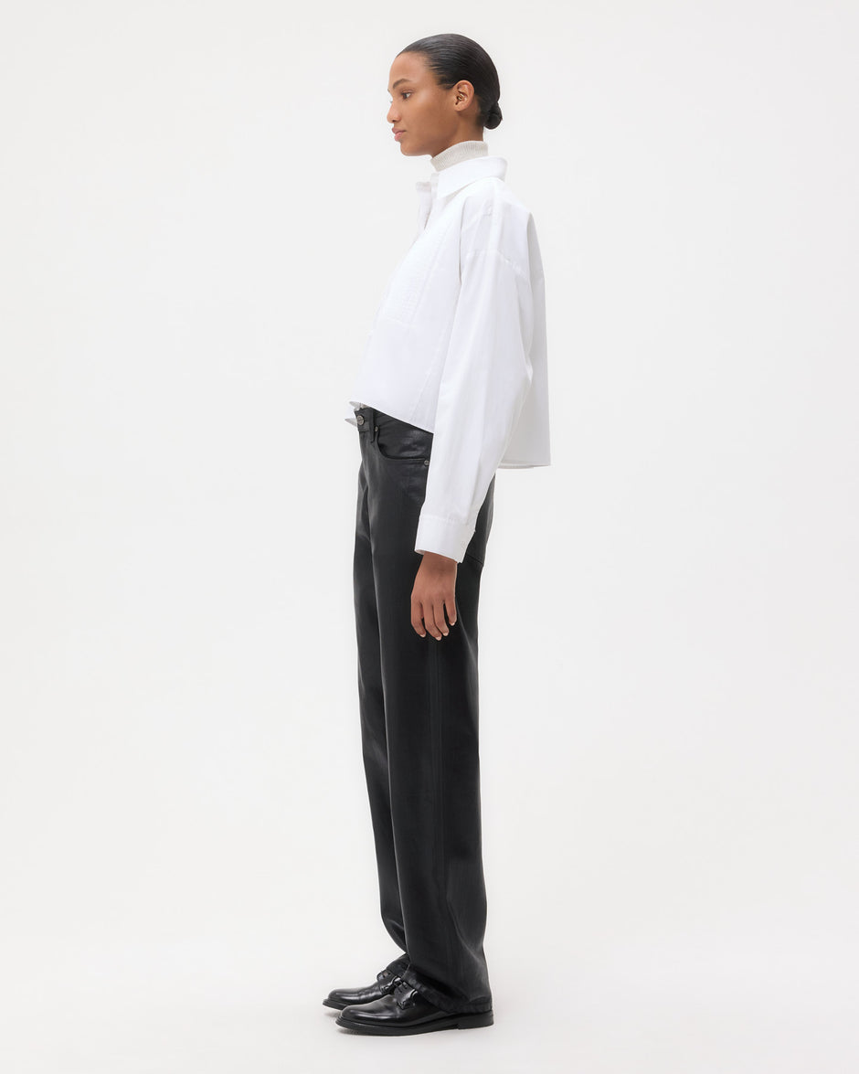 TWP White Soon To Be Ex Shirt With Bib in Super Compact Poplin view 4