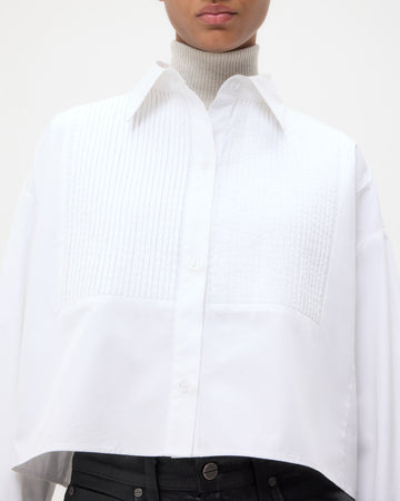 TWP White Soon To Be Ex Shirt With Bib in Super Compact Poplin view 2