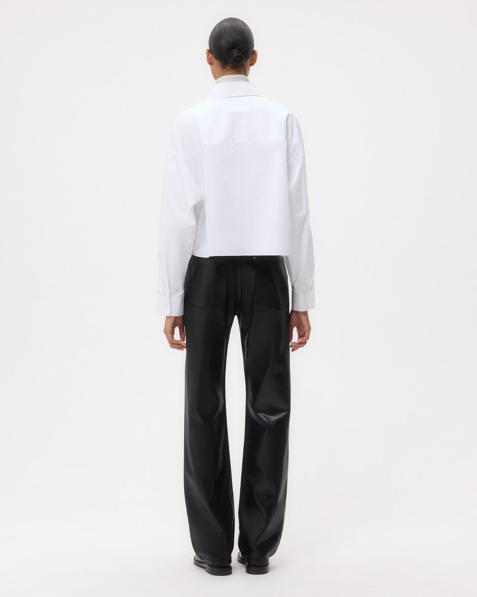 TWP White Soon To Be Ex Shirt With Bib in Super Compact Poplin view 5